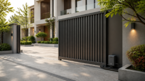 Automatic sliding gate automation system with motor